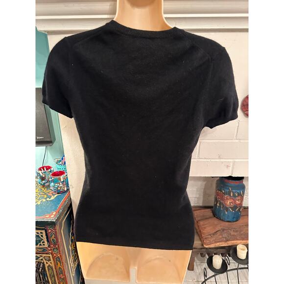 VINTAGE BANANA REPUBLIC BLACK CASHMERE TEE SHIRT SWEATER S - Picture 2 of 7